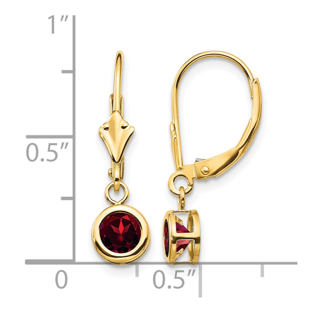 14k 5mm Garnet Leverback Earring (XLB100GA)