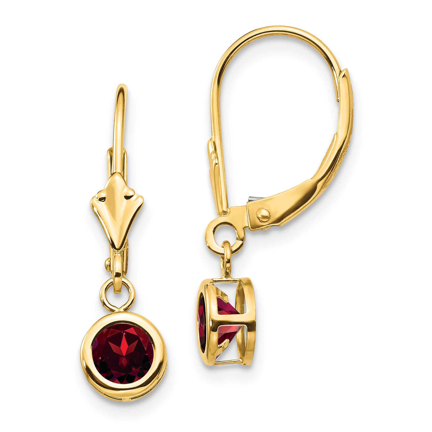 14k 5mm Garnet Leverback Earring (XLB100GA)