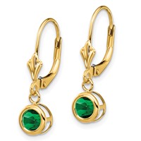14K 5mm Yellow Gold Round Mount St. Helens Bezel Leverback Dangle Earrings view 2