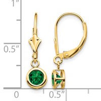 14K 5mm Yellow Gold Round Mount St. Helens Bezel Leverback Dangle Earrings view 4
