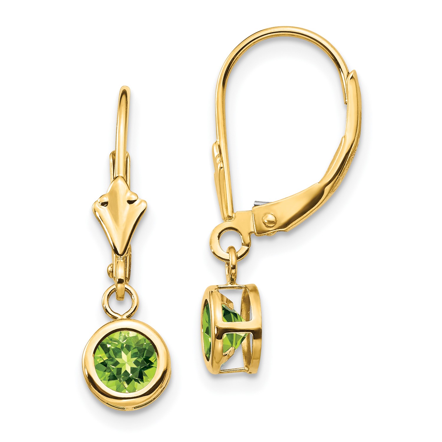 14k Yellow Gold 5mm Peridot Leverback Earrings Ebay 14k Yellow Gold 0 9in Long 5mm Round Peridot Leverback Earrings
