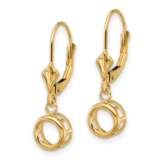 14k 6mm Round Bezel Leverback Earring Mountings