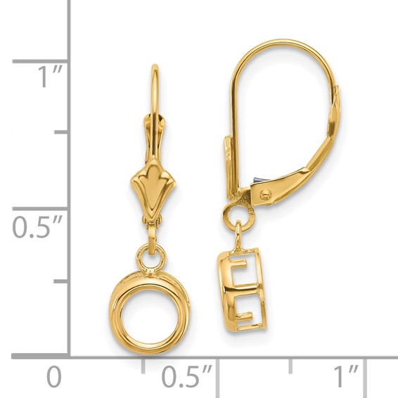 14k 6mm Round Bezel Leverback Earring Mountings