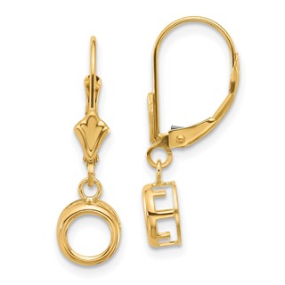 14k 6mm Round Bezel Leverback Earring Mountings