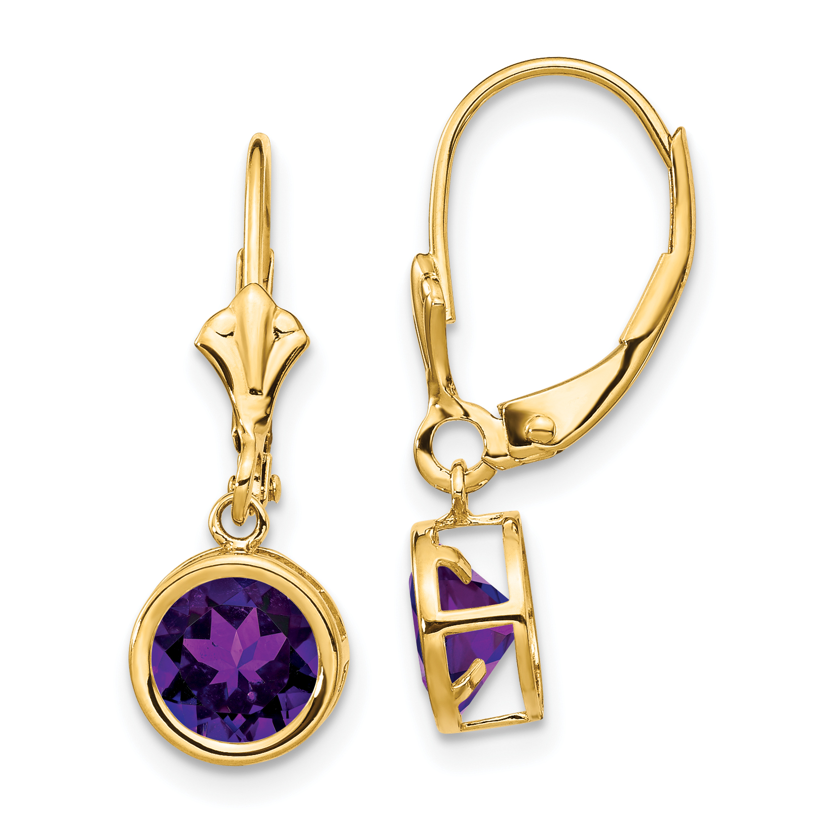 14k 6mm Amethyst Leverback Earrings (XLB101AM)