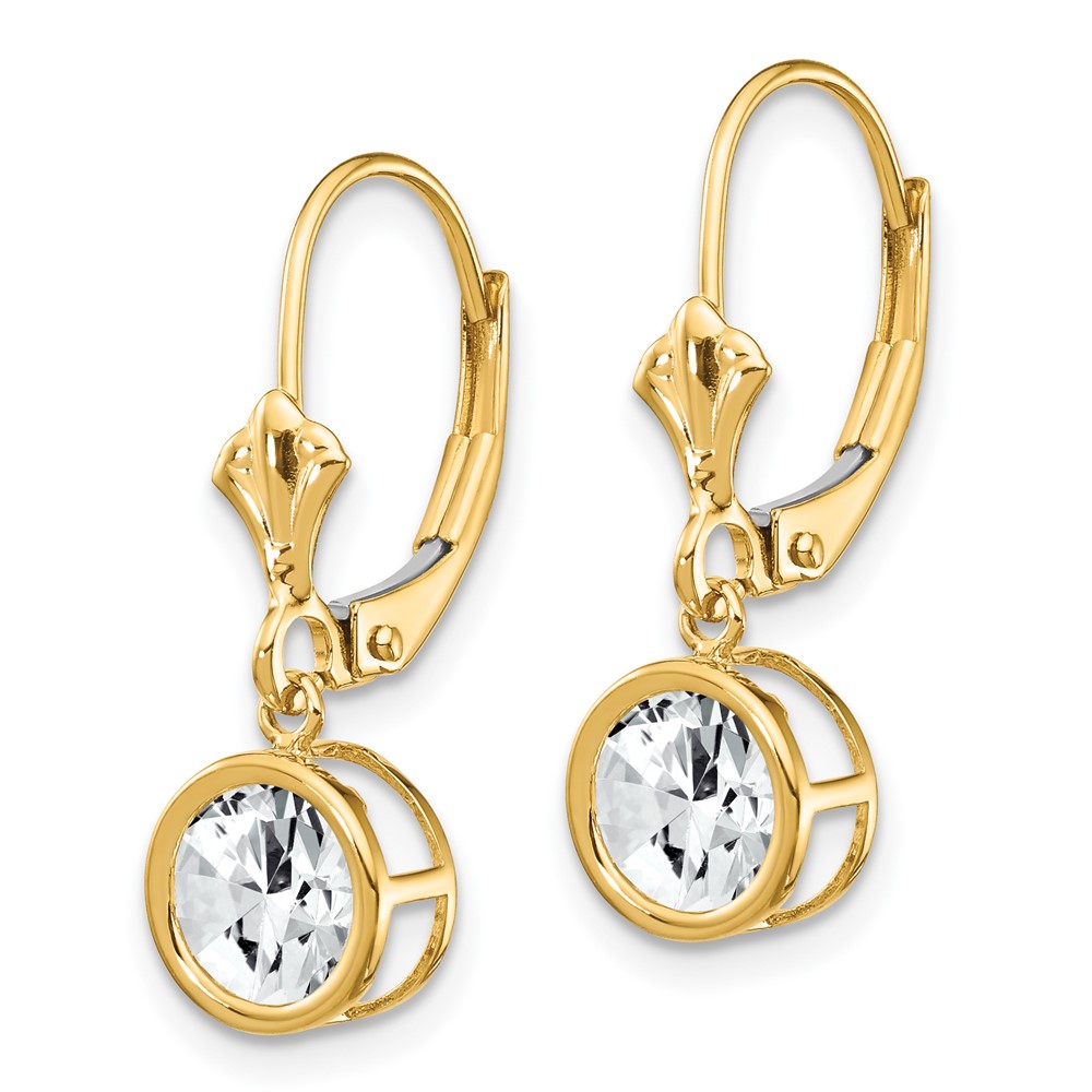 14k 6mm Cubic Zirconia Leverback Earrings (XLB101CZ)