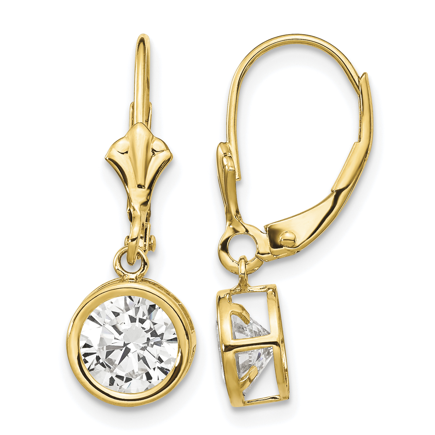 14k 6mm Cubic Zirconia Leverback Earrings (XLB101CZ)