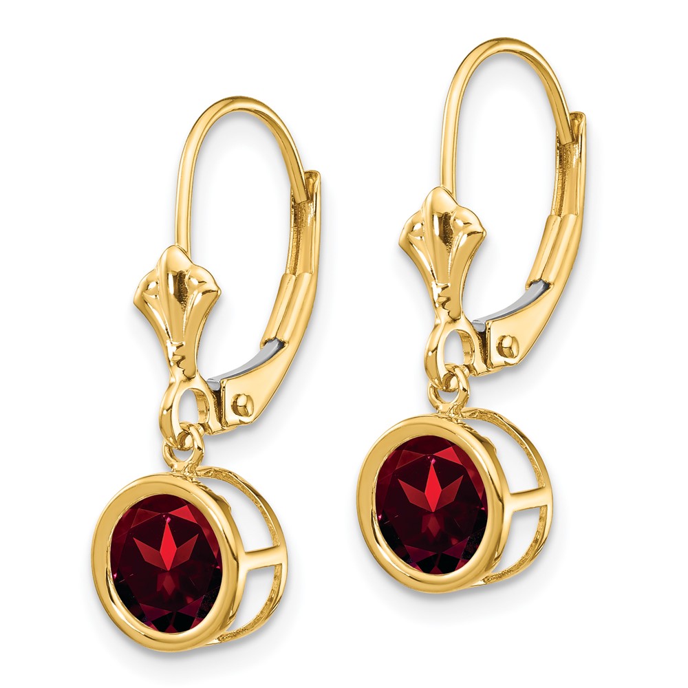 14k 6mm Garnet Leverback Earrings (XLB101GA)