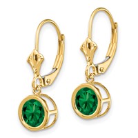 14K 6mm Round Mount St. Helens Bezel Leverback Dangle Earrings view 2