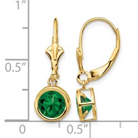 14K 6mm Round Mount St. Helens Bezel Leverback Dangle Earrings view 4