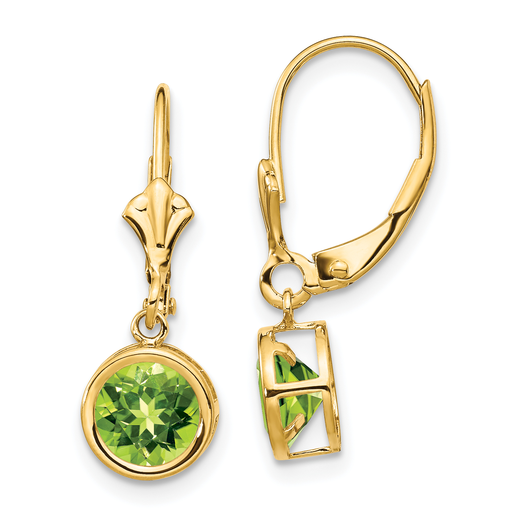 14k 6mm Peridot Leverback Earrings (XLB101PE)