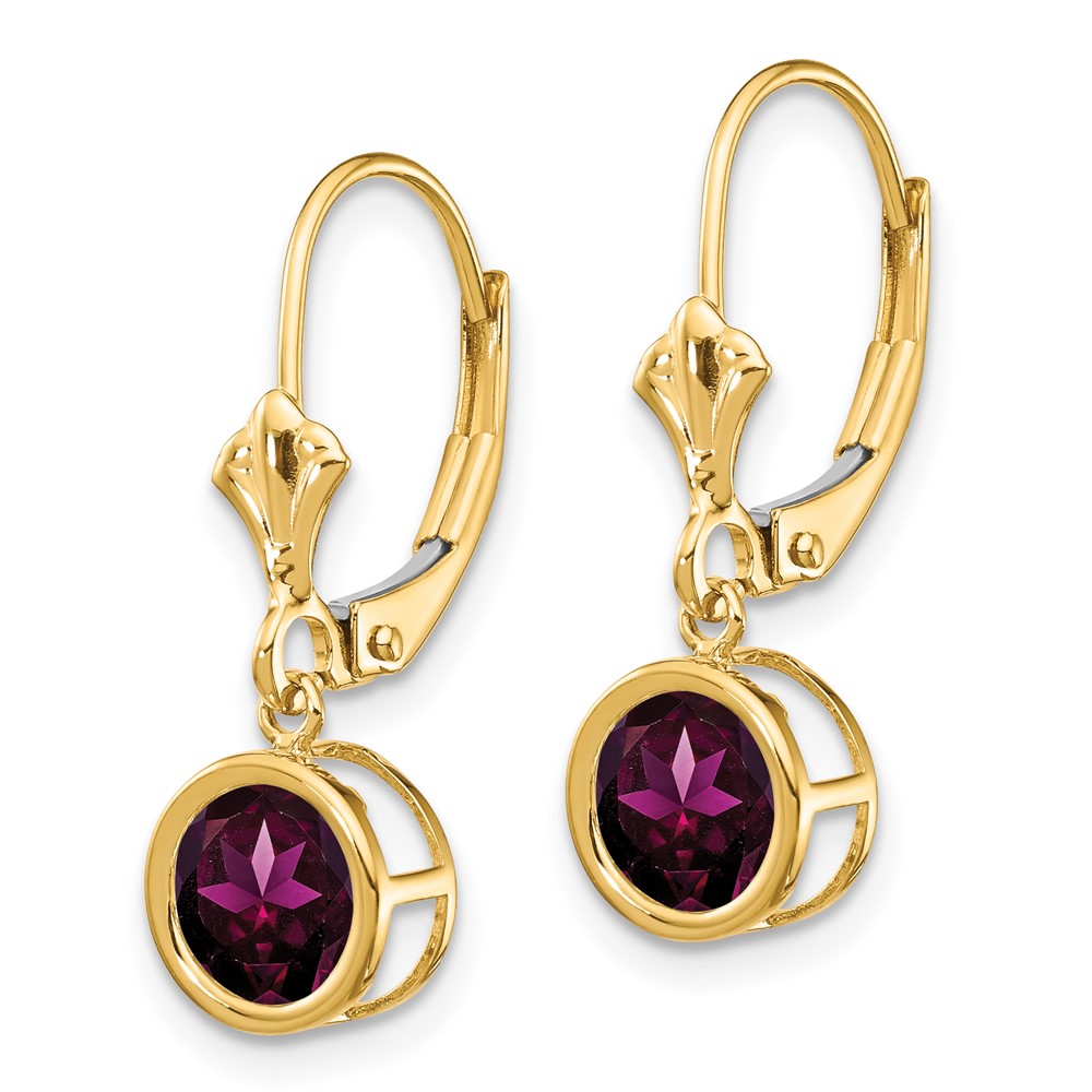 14k 6mm Rhodolite Garnet Leverback Earring (XLB101RG)