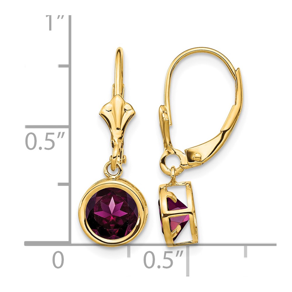 14k 6mm Rhodolite Garnet Leverback Earring (XLB101RG)