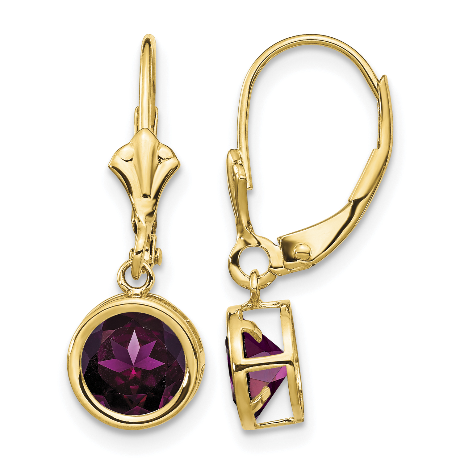 14k 6mm Rhodolite Garnet Leverback Earring (XLB101RG)