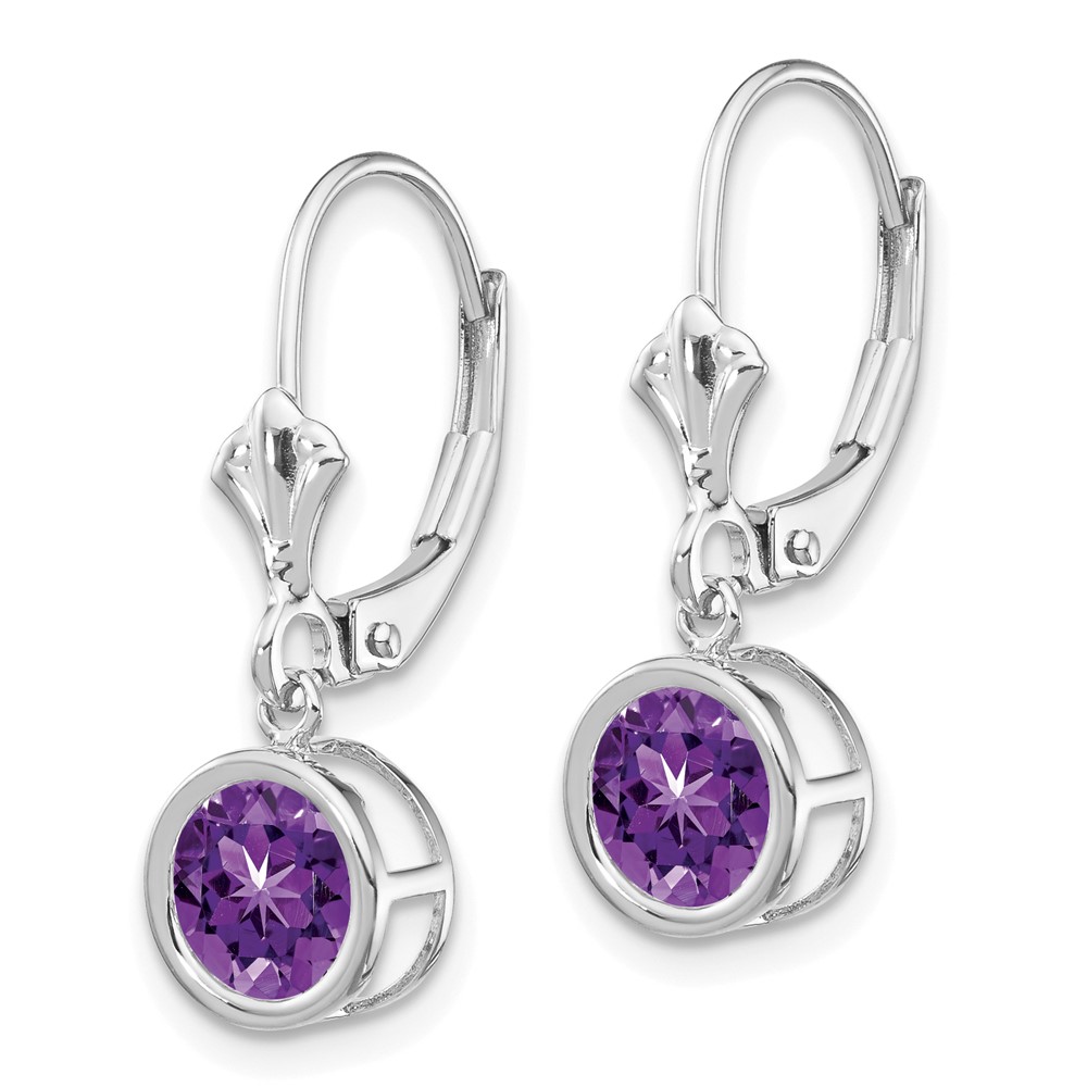 14k White Gold 6mm Amethyst Leverback Earrings (XLB101WAM)