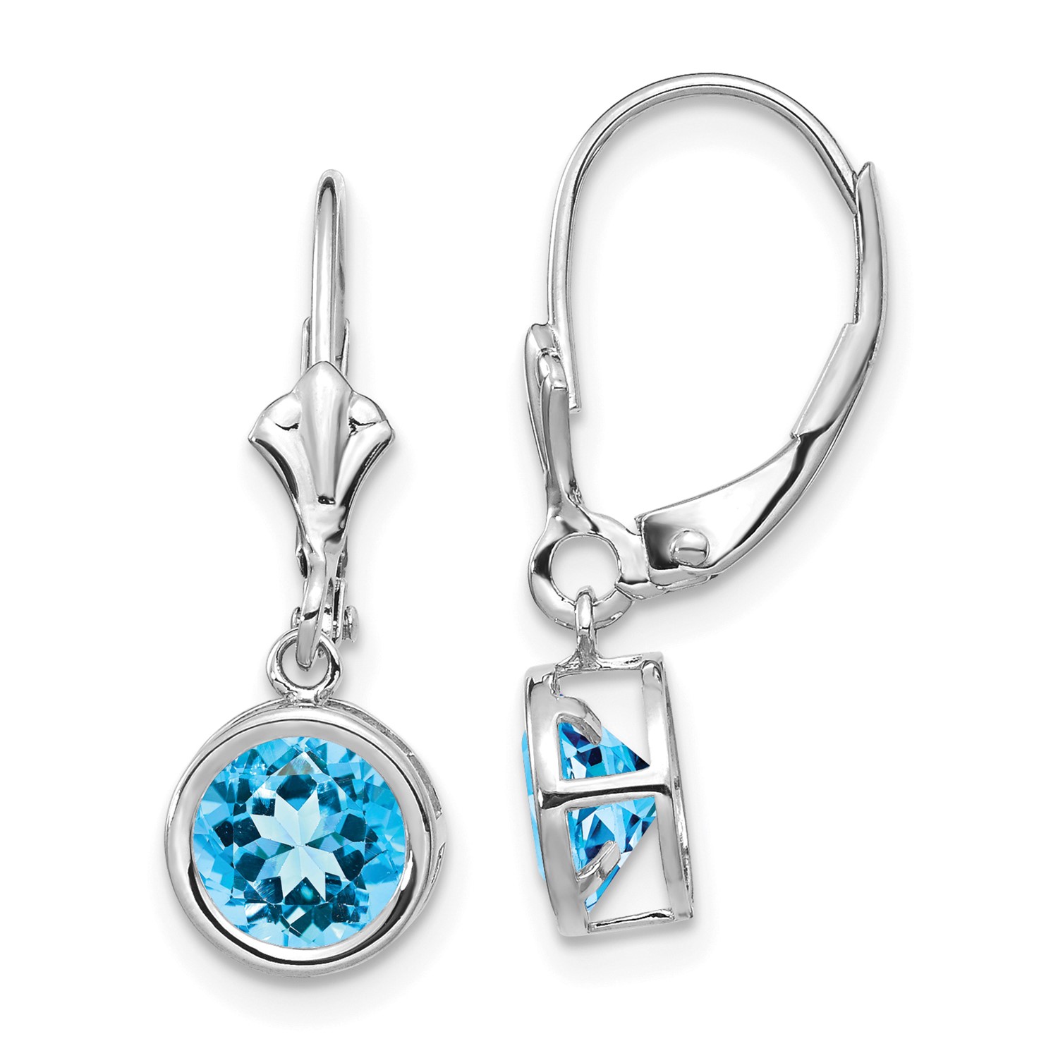 14k White Gold 6mm Blue Topaz Leverback Earrings Ebay 14k White Gold 0 9in Long 6mm Blue Topaz Leverback Earrings