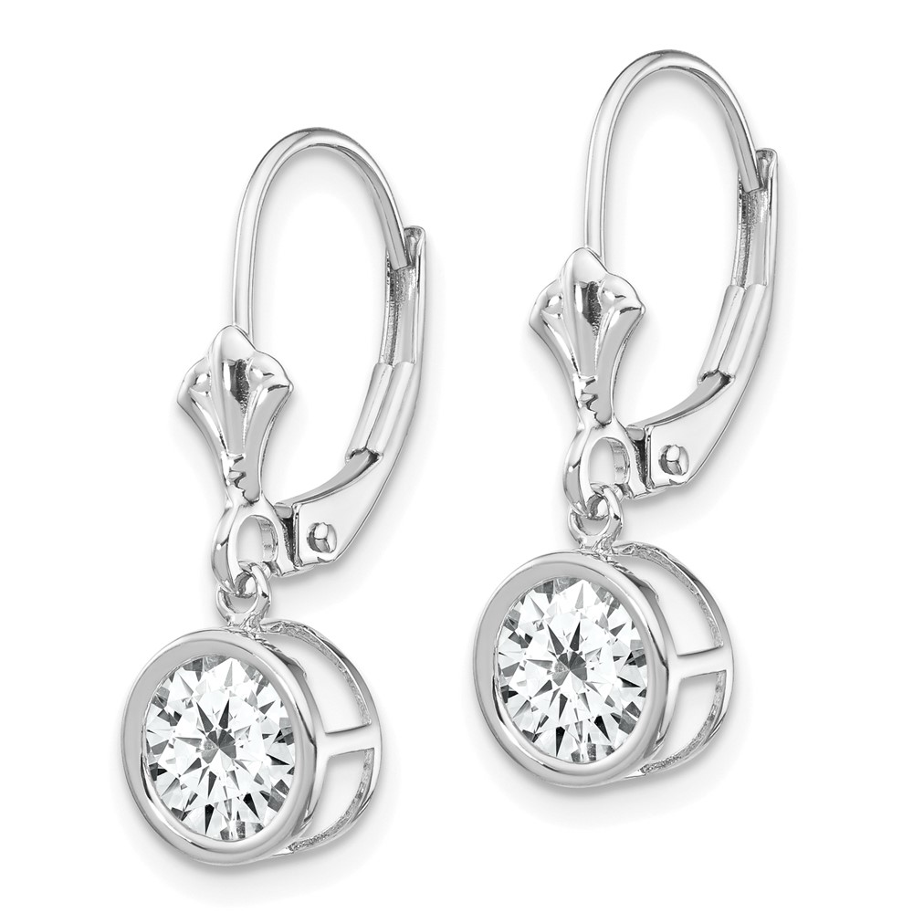 14k White Gold 6mm Cubic Zirconia Leverback Earrings (XLB101WCZ)