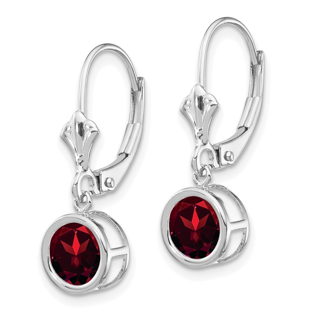 14k White Gold 6mm Garnet Leverback Earrings (XLB101WGA)