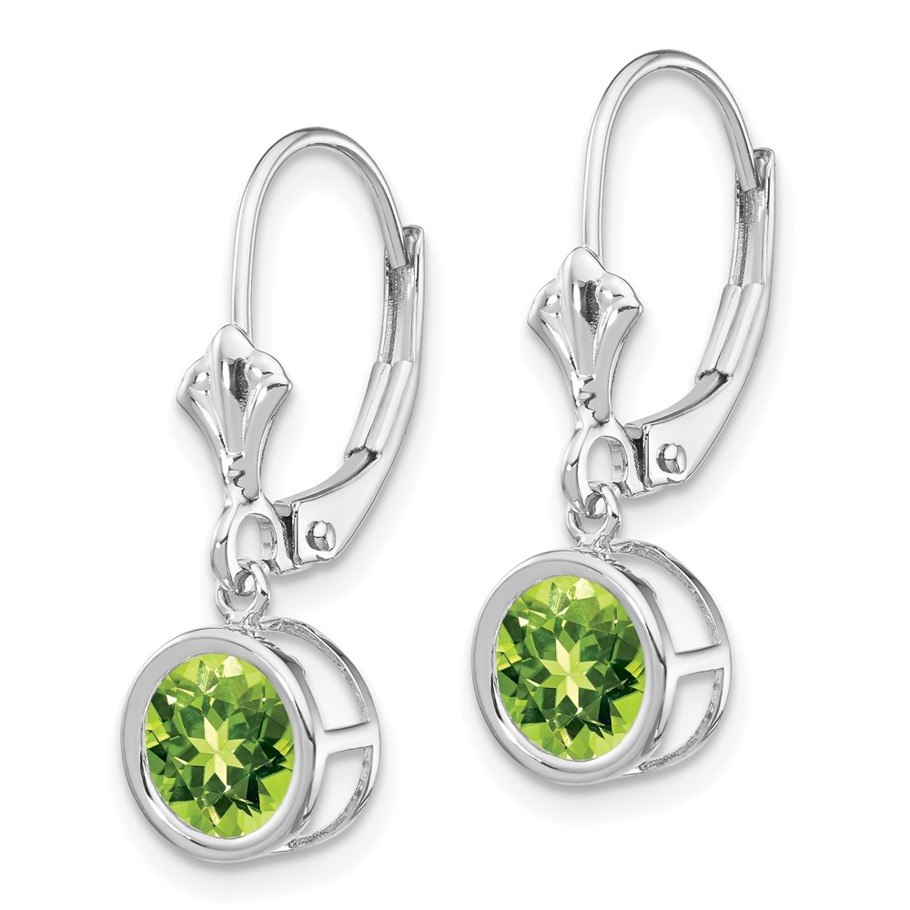 14k White Gold 6mm Peridot Leverback Earrings (XLB101WPE)