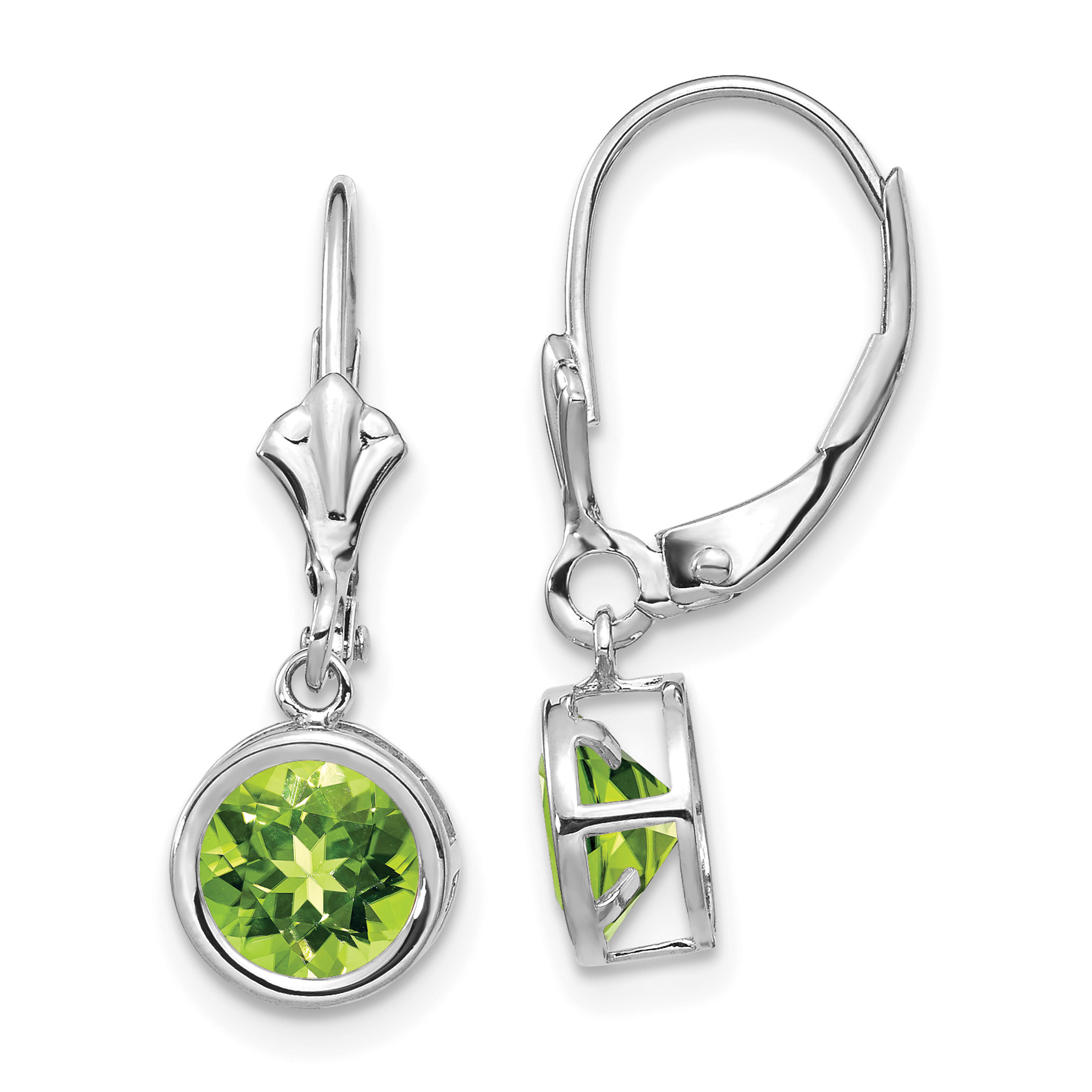 14k White Gold 6mm Peridot Leverback Earrings (XLB101WPE)