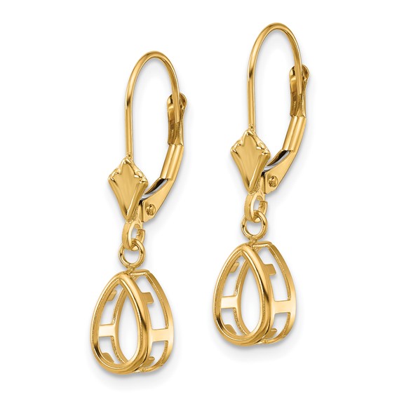 14k 8x5 Pear Bezel Leverback Earring Mountings