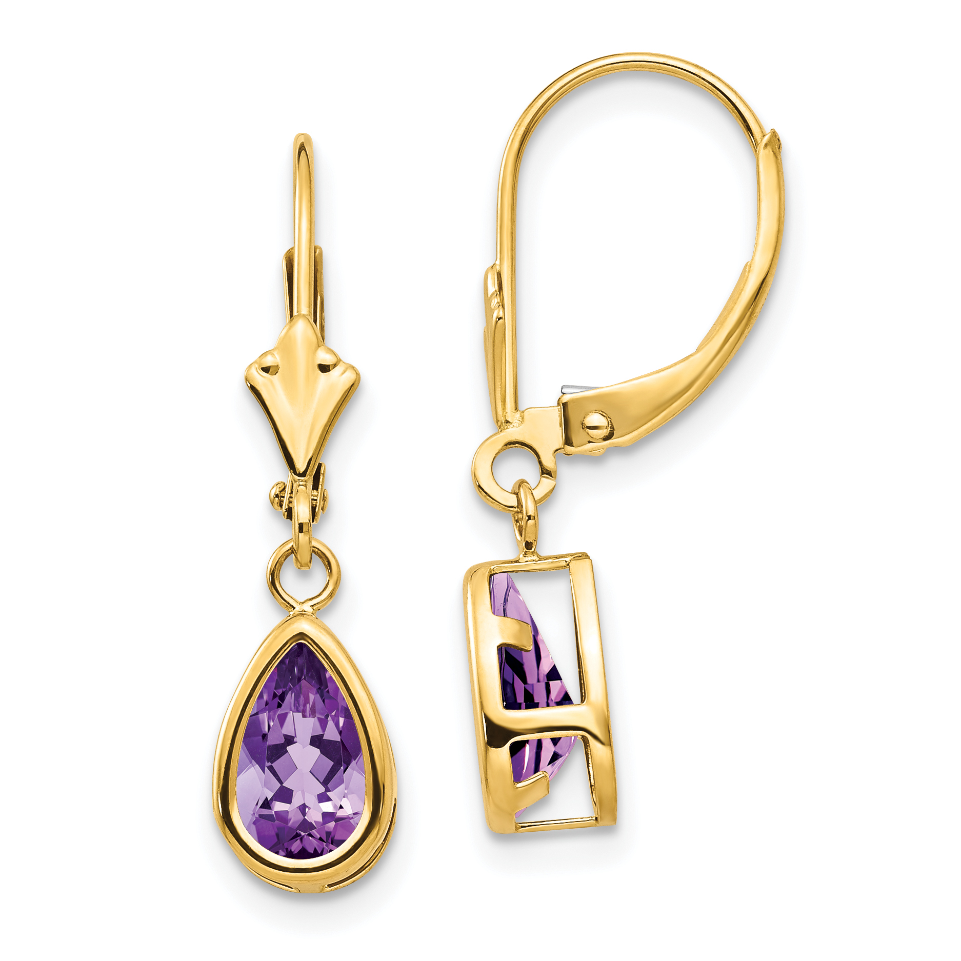 14k 8x5mm Amethyst Dangle Earrings (XLB103AM)