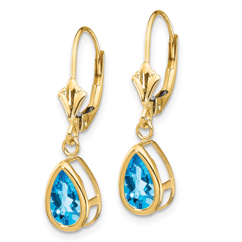 14k 8x5mm Pear Blue Topaz Leverback Earrings (XLB103BT)