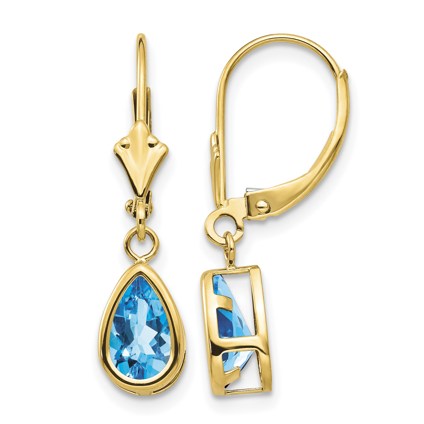 14k 8x5mm Pear Blue Topaz Leverback Earrings (XLB103BT)