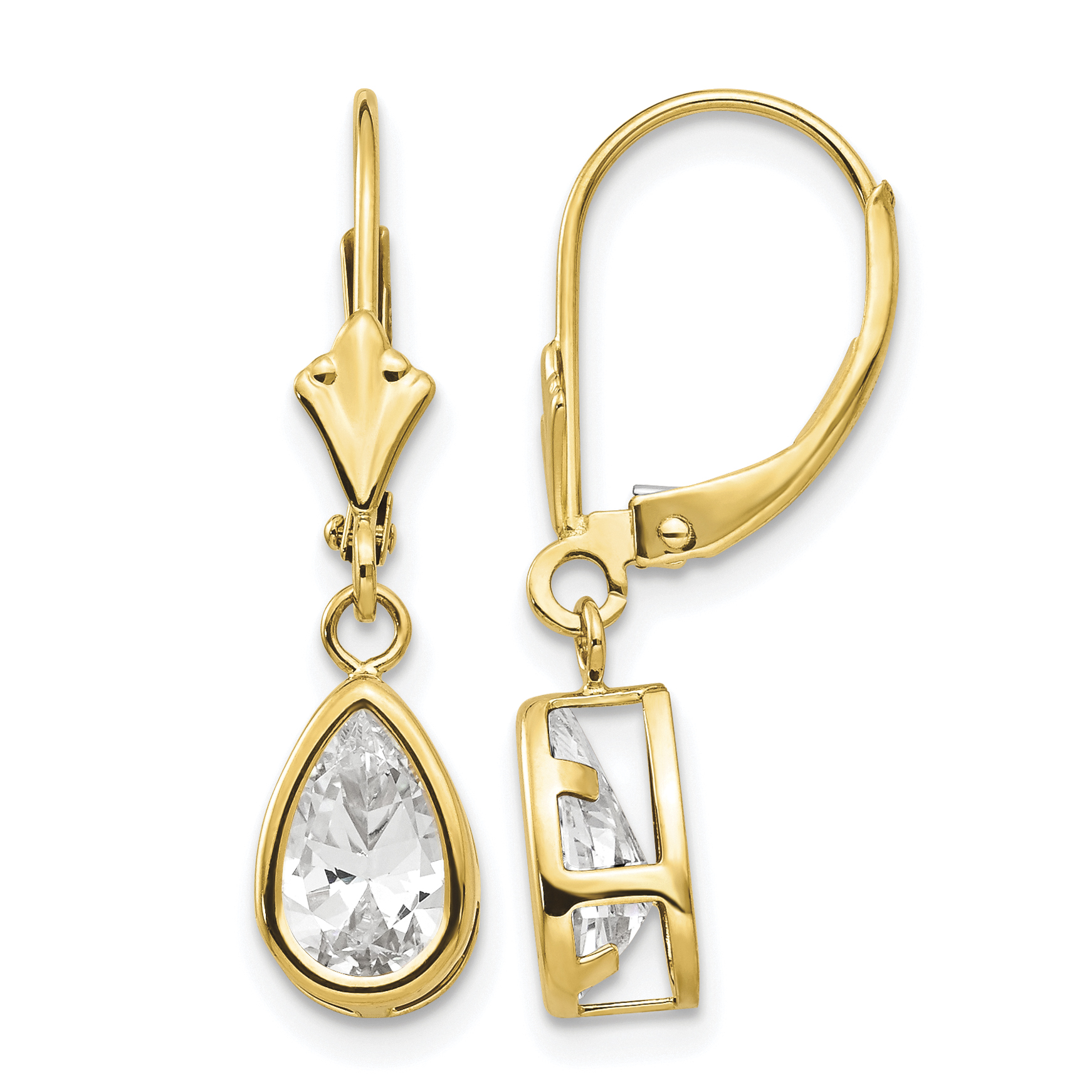 14k 8x5mm Pear Cubic Zirconia Leverback Earrings (XLB103CZ)