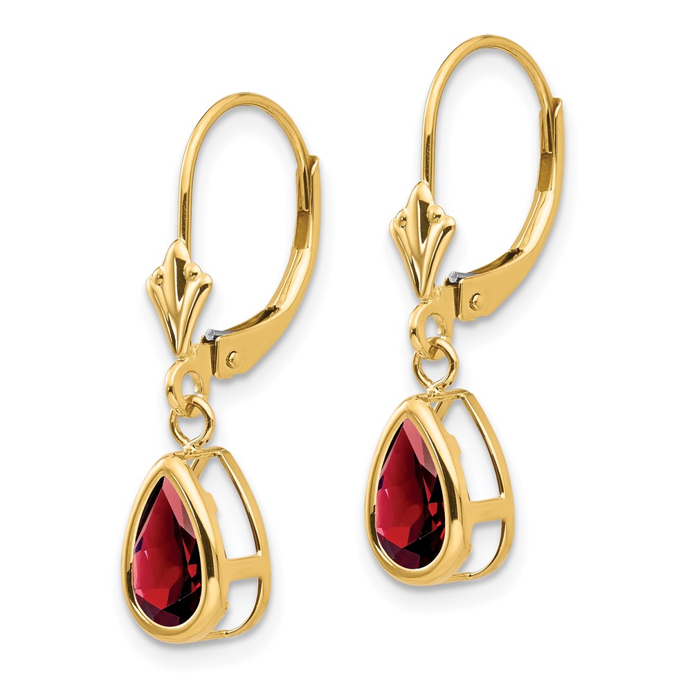 14k 8x5mm Pear Garnet Leverback Earrings (XLB103GA)