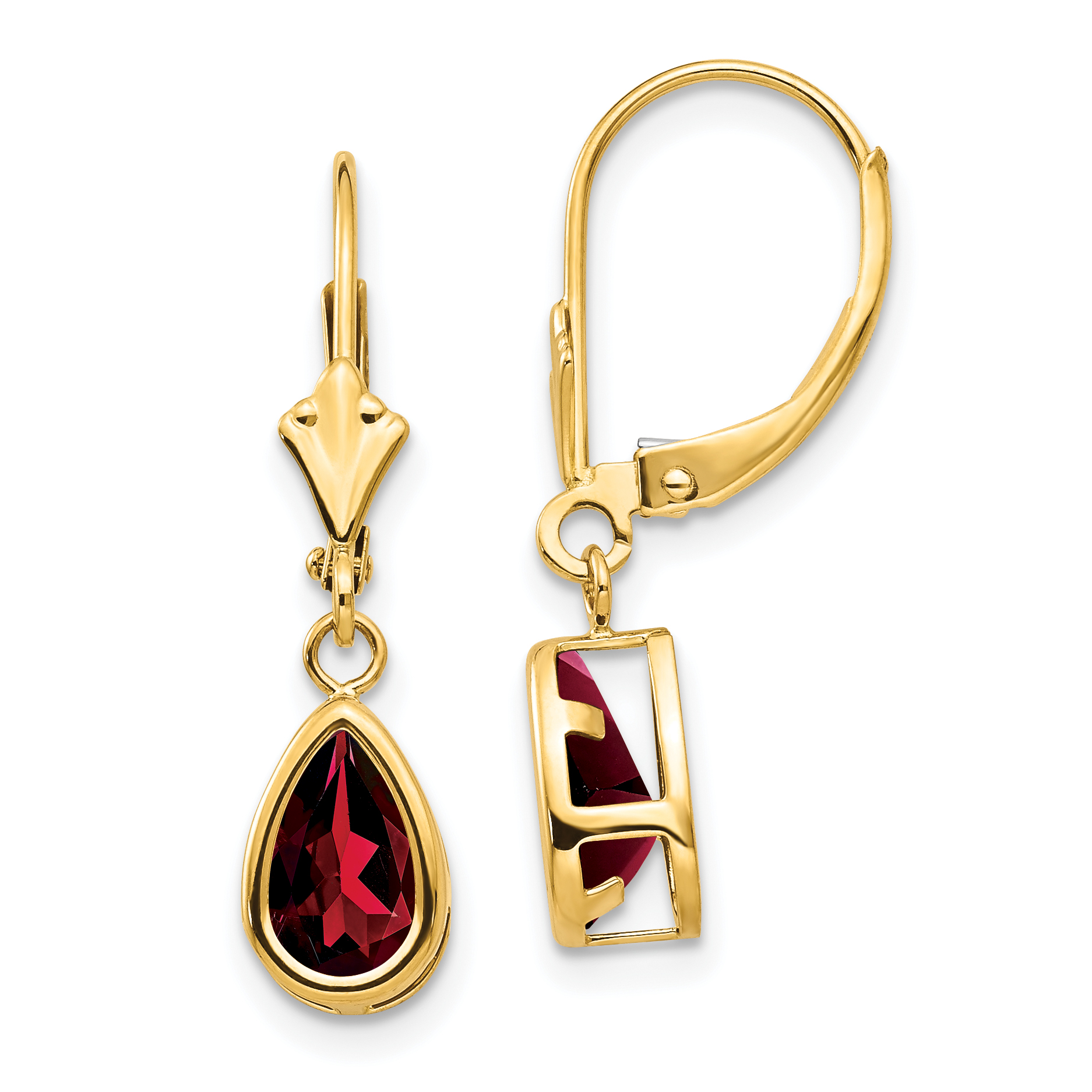 14k 8x5mm Pear Garnet Leverback Earrings (XLB103GA)