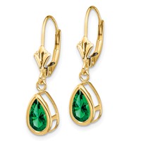 14K 8x5mm Pear Mount St. Helens Bezel Leverback Dangle Earrings view 2