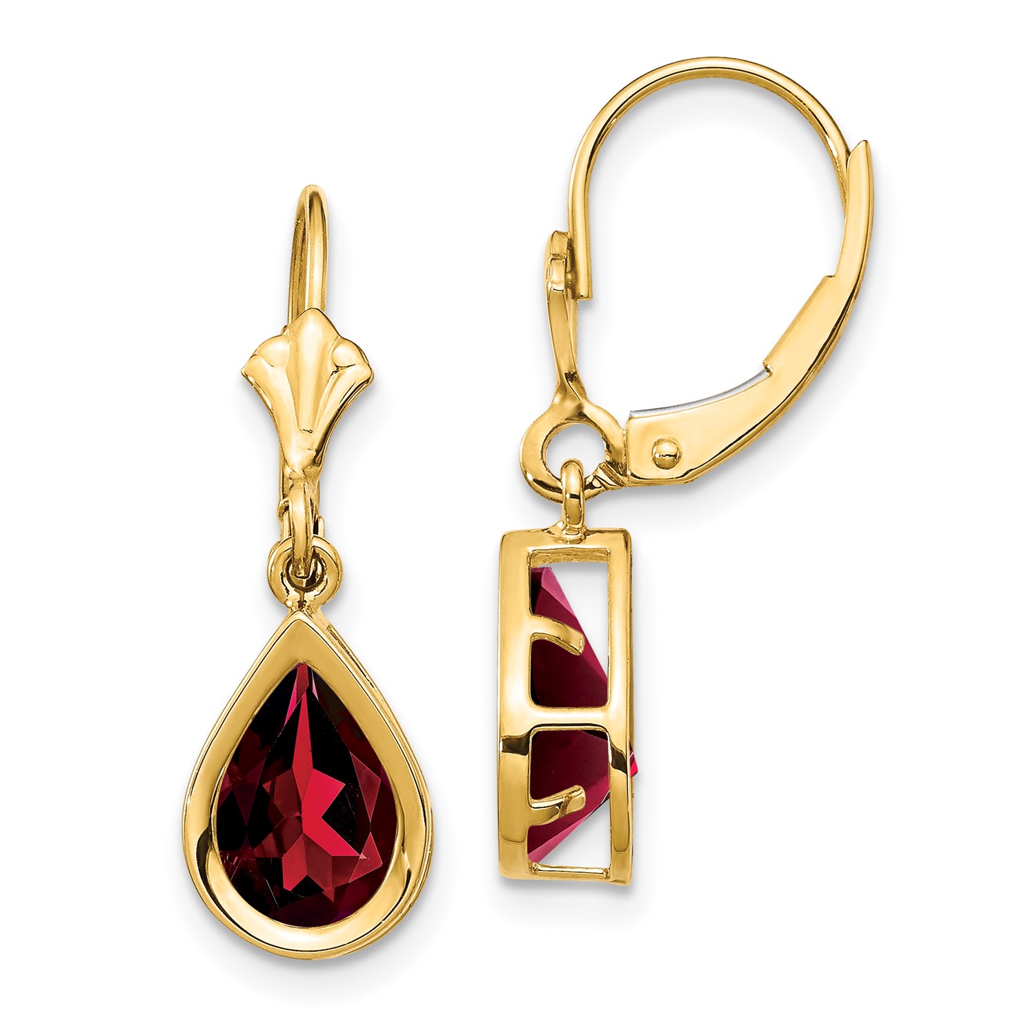 14k Yellow Gold 1 0in Long 9x6mm Pear Garnet Leverback Earrings Image Is Loading 14k Yellow Gold 1 0in Long 9x6mm Pear