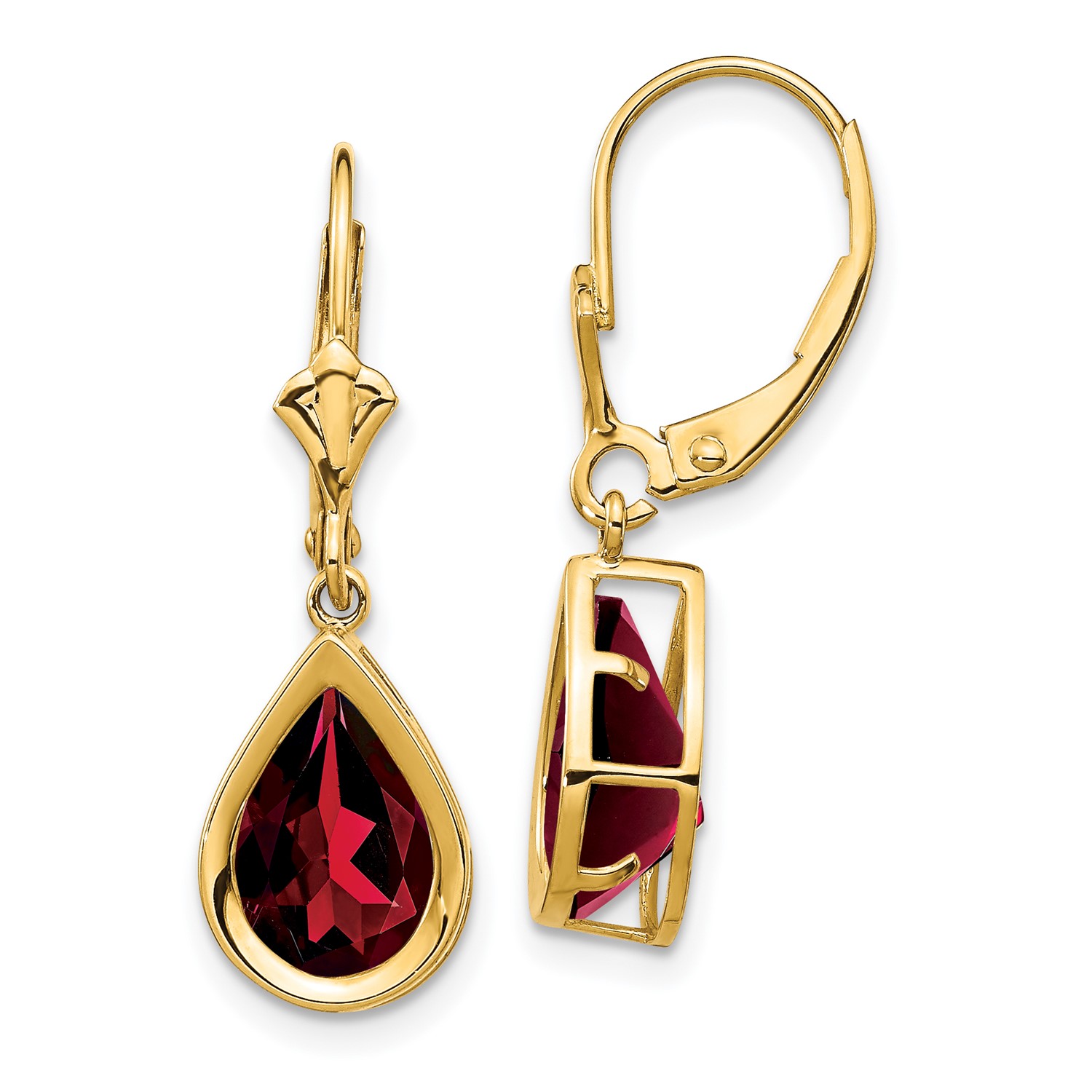 14k Yellow Gold 10x7mm Pear Garnet Leverback Earrings 4 4ct 1in X Image Is Loading 14k Yellow Gold 10x7mm Pear Garnet Leverback Earrings