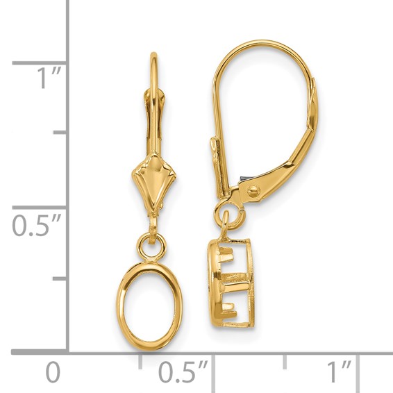 14k 7x5mm Oval Bezel Leverback Earring Mountings
