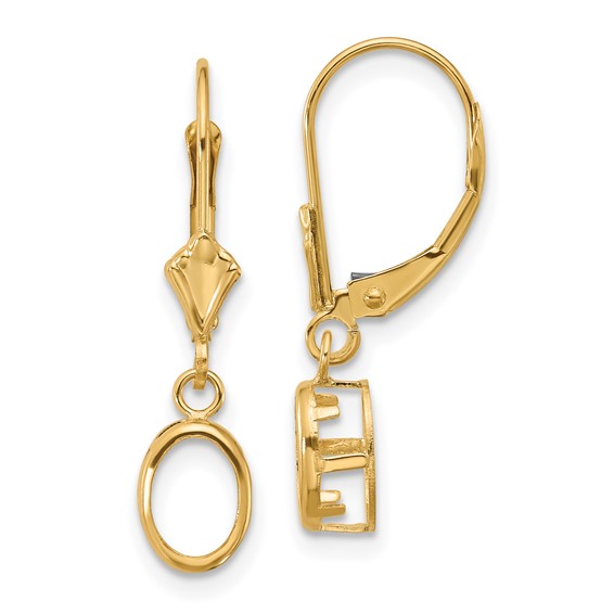 14k 7x5mm Oval Bezel Leverback Earring Mountings