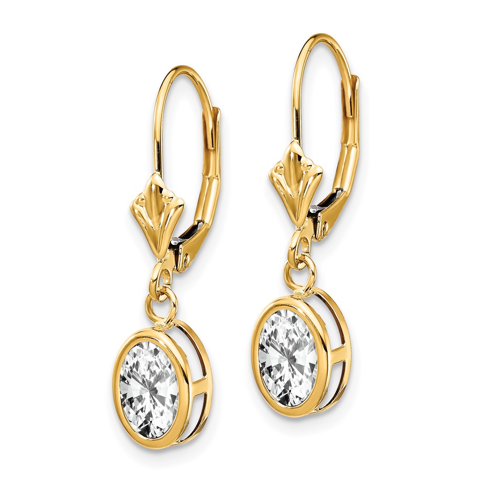 14k 7x5mm Oval Cubic Zirconia Leverback Earrings (XLB106CZ)