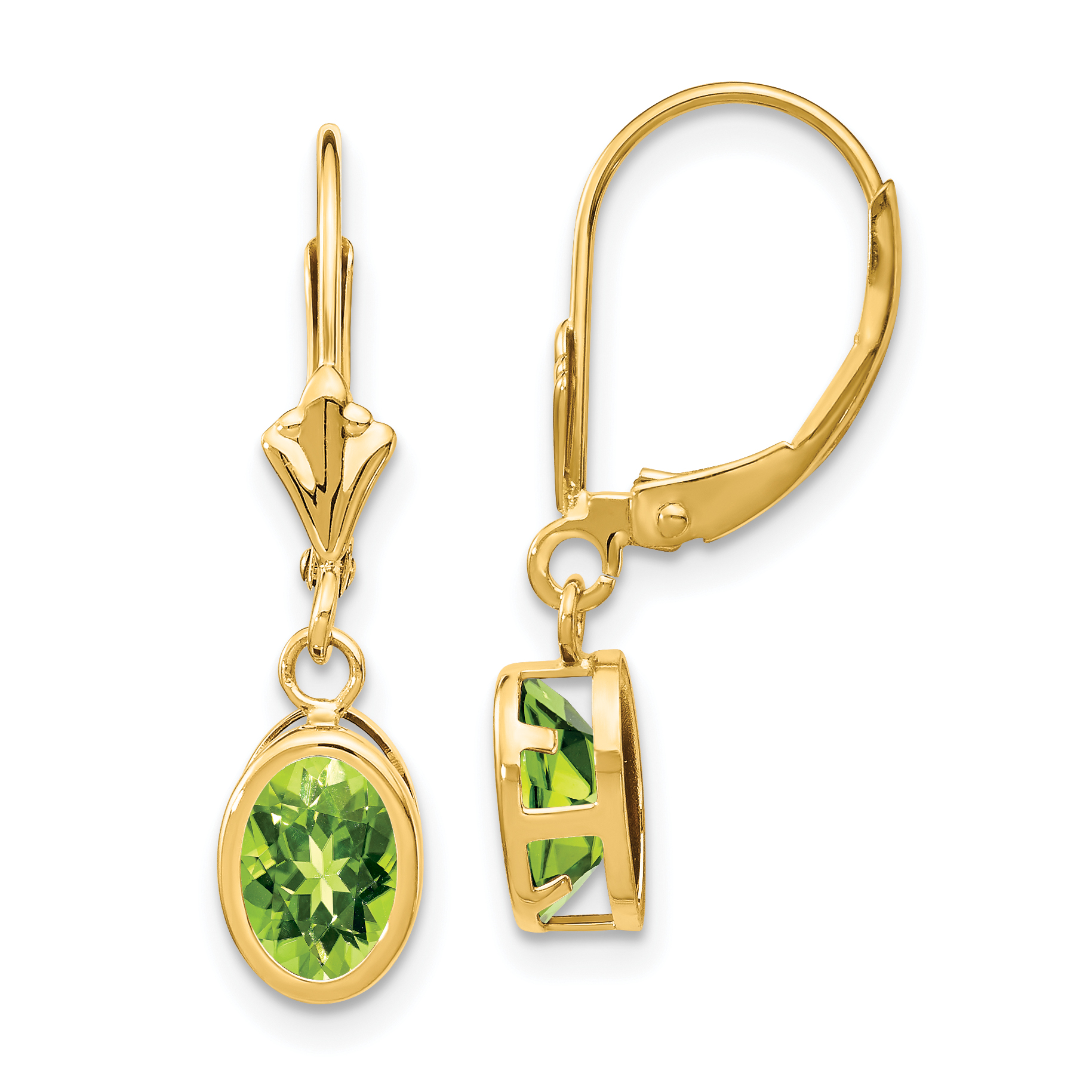 14k 7x5mm Oval Peridot Leverback Earrings (XLB106PE)