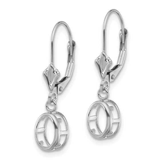 14k White Gold 7x5mm Oval Bezel Leverback Earring Mountings