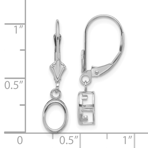 14k White Gold 7x5mm Oval Bezel Leverback Earring Mountings