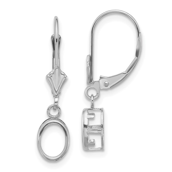 14k White Gold 7x5mm Oval Bezel Leverback Earring Mountings
