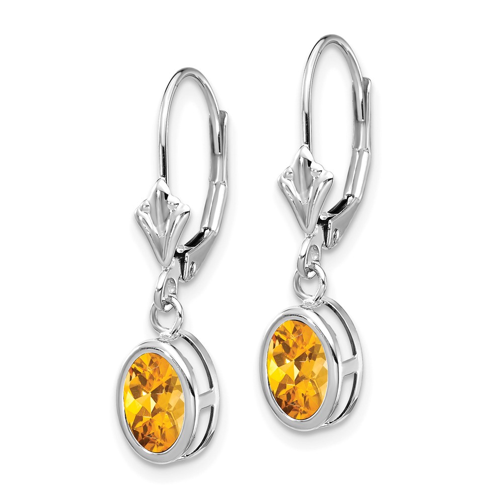 14kw Citrine Oval Leverback Earrings (XLB106WCI)