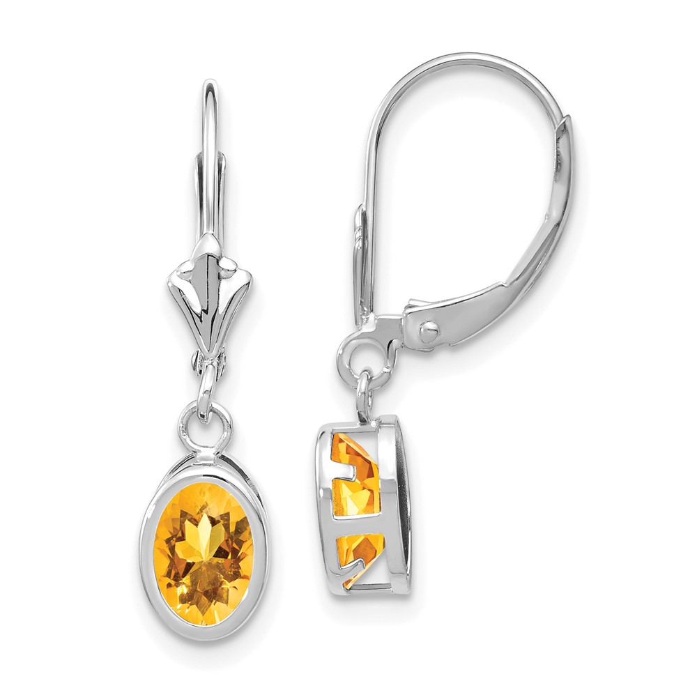14kw Citrine Oval Leverback Earrings (XLB106WCI)