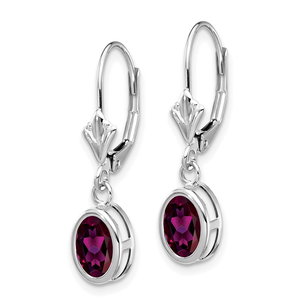 14kw Rhodolite Garnet Oval Leverback Earrings (XLB106WRG)