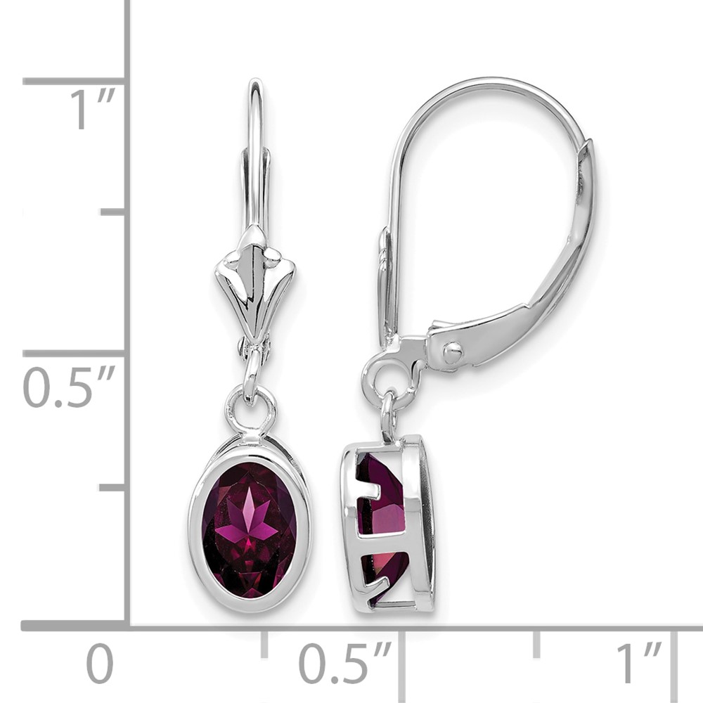 14kw Rhodolite Garnet Oval Leverback Earrings (XLB106WRG)