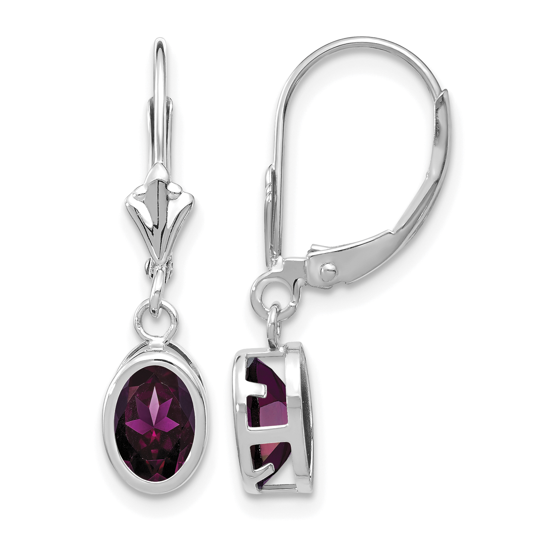 14kw Rhodolite Garnet Oval Leverback Earrings (XLB106WRG)