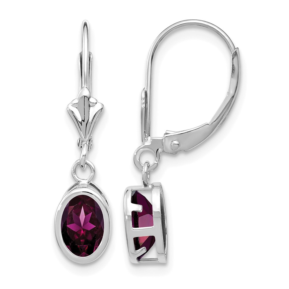 14kw Rhodolite Garnet Oval Leverback Earrings (XLB106WRG)