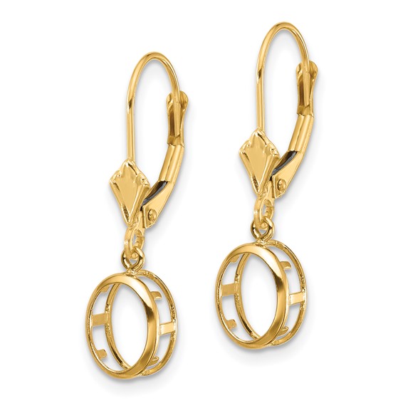 14k 8x6mm Oval Bezel Leverback Earring Mountings