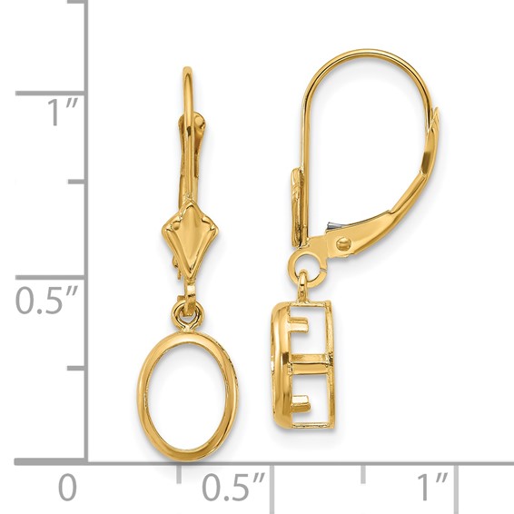 14k 8x6mm Oval Bezel Leverback Earring Mountings