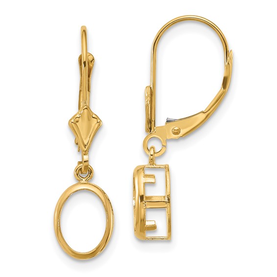 14k 8x6mm Oval Bezel Leverback Earring Mountings